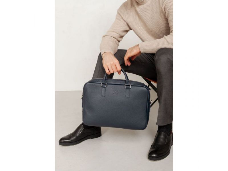 Кожаная деловая сумка Briefcase 2.0 синий Флотар, фото 2