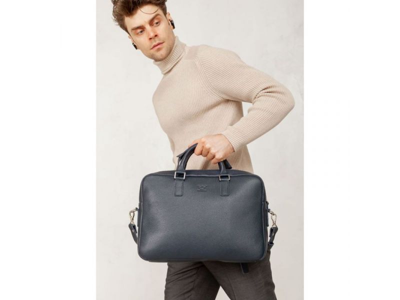 Кожаная деловая сумка Briefcase 2.0 синий Флотар, фото 1