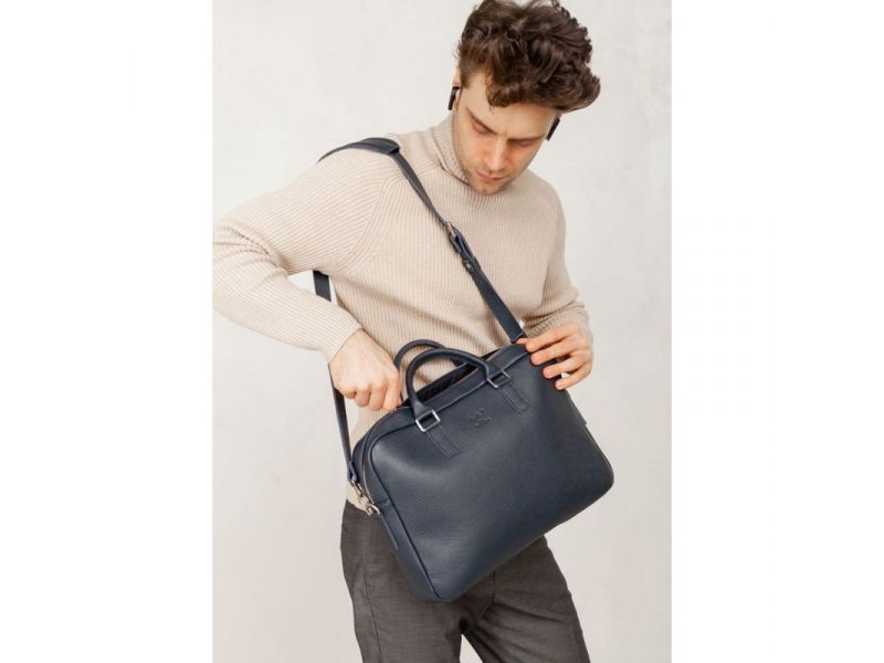 Кожаная деловая сумка Briefcase 2.0 синий Флотар, фото 3