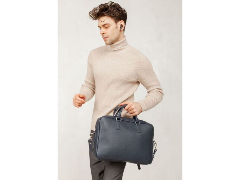 Кожаная деловая сумка Briefcase 2.0 синий Флотар, фото 5