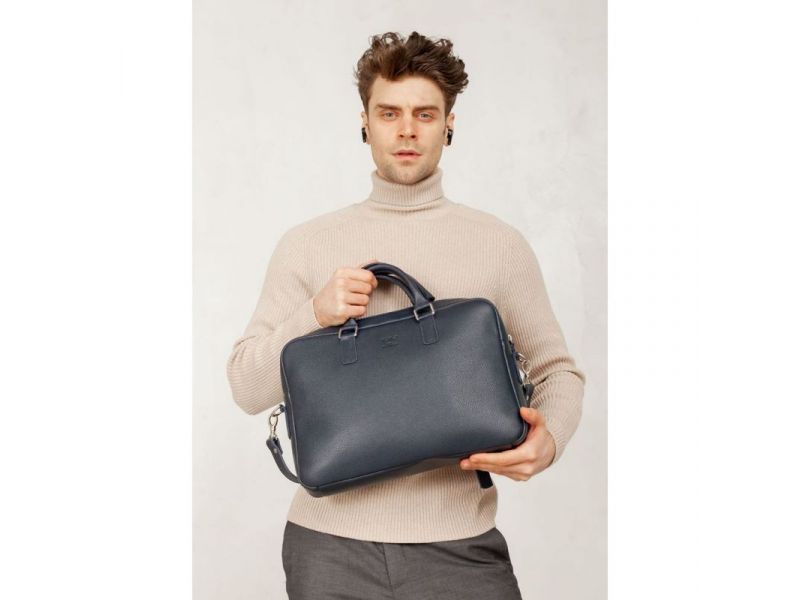 Кожаная деловая сумка Briefcase 2.0 синий Флотар, фото 6