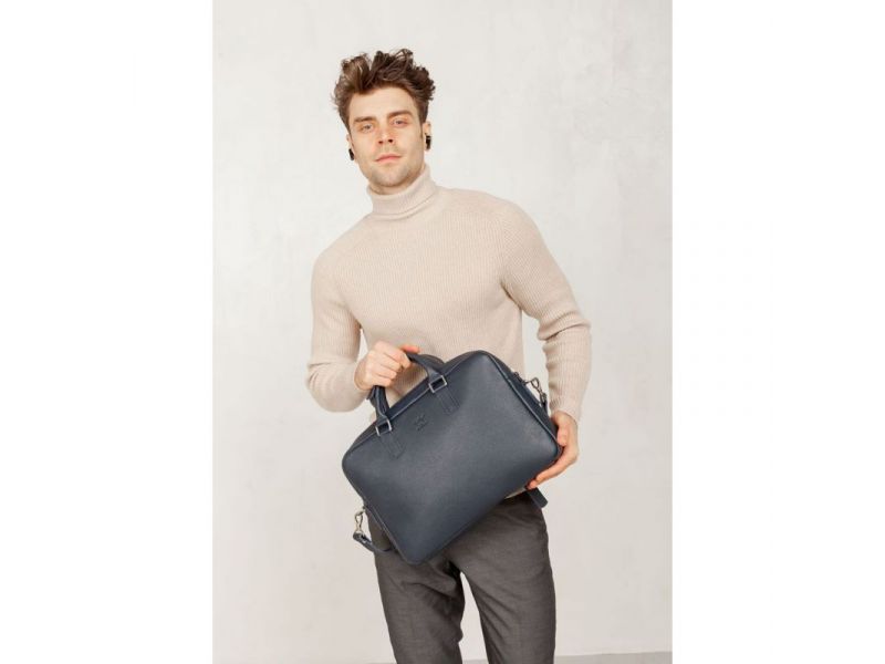 Кожаная деловая сумка Briefcase 2.0 синий Флотар, фото 7