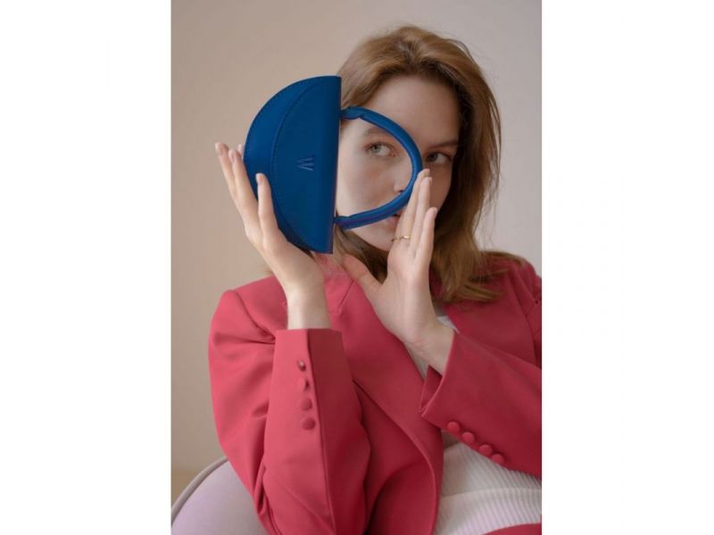 Женская кожаная мини-сумка Сhris micro ярко-синяя, фото 3