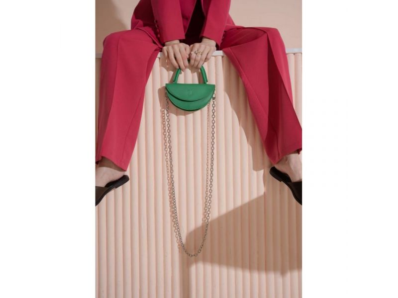 Женская кожаная мини-сумка Сhris micro зеленая, фото 3