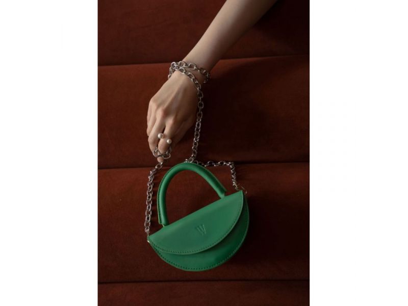 Женская кожаная мини-сумка Сhris micro зеленая, фото 2