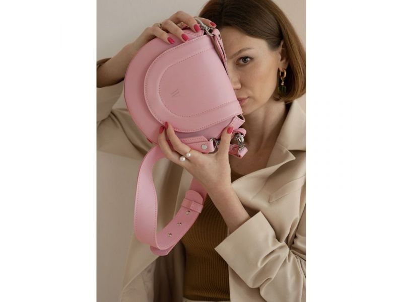 Женская кожаная сумка Mandy розовая, фото 2