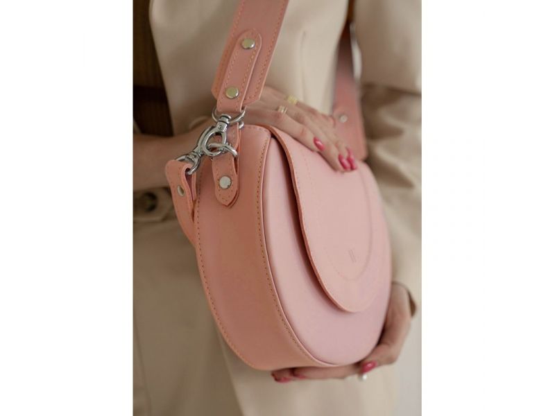 Женская кожаная сумка Mandy розовая, фото 5