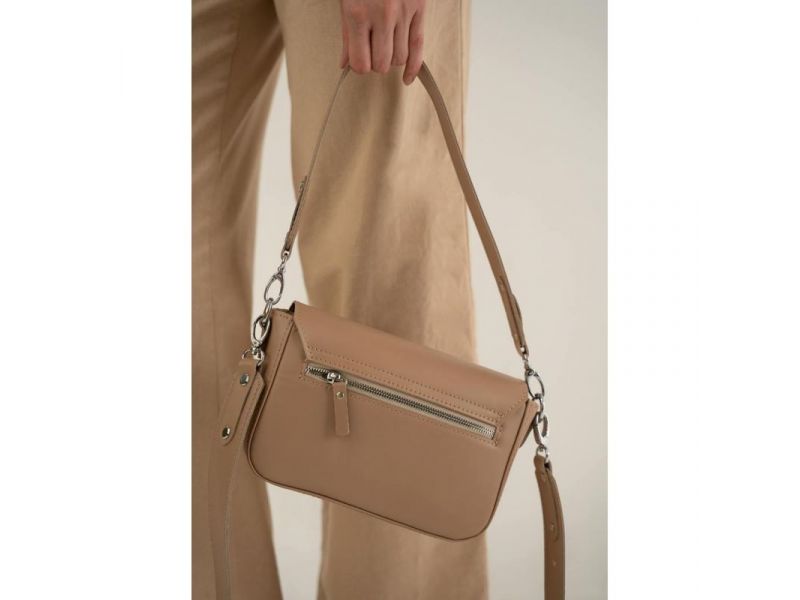 Женская кожаная сумка Molly карамель краст, фото 4