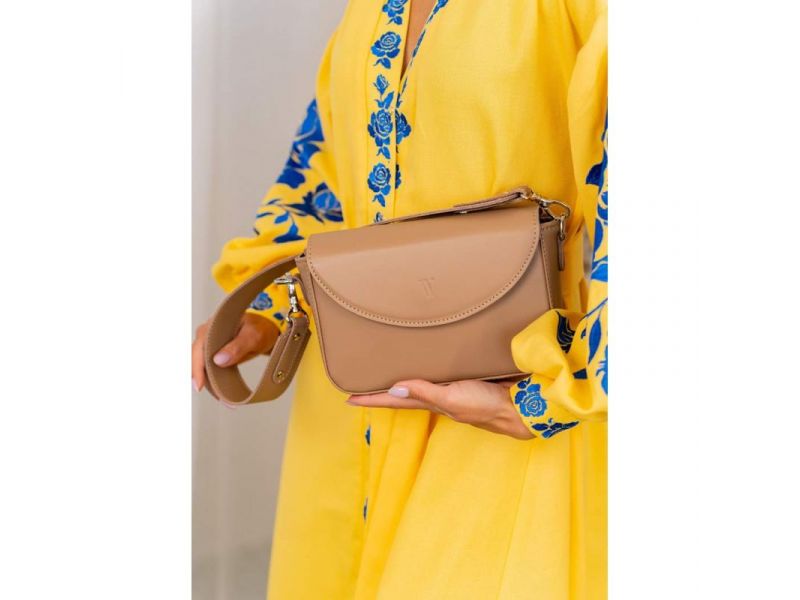 Женская кожаная сумка Molly карамель краст, фото 5