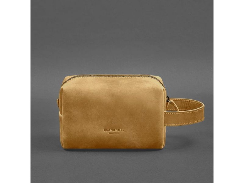 Кожаная косметичка-несессер 5.0 Желтый Crazy Horse, фото 6