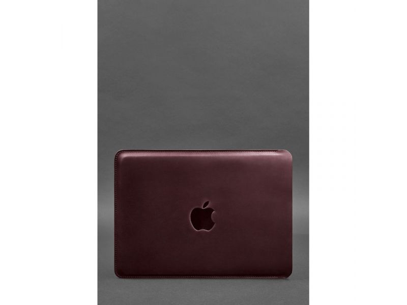 Кожаный чехол для MacBook 14 дюйм Бордовый Crazy Horse, фото 1