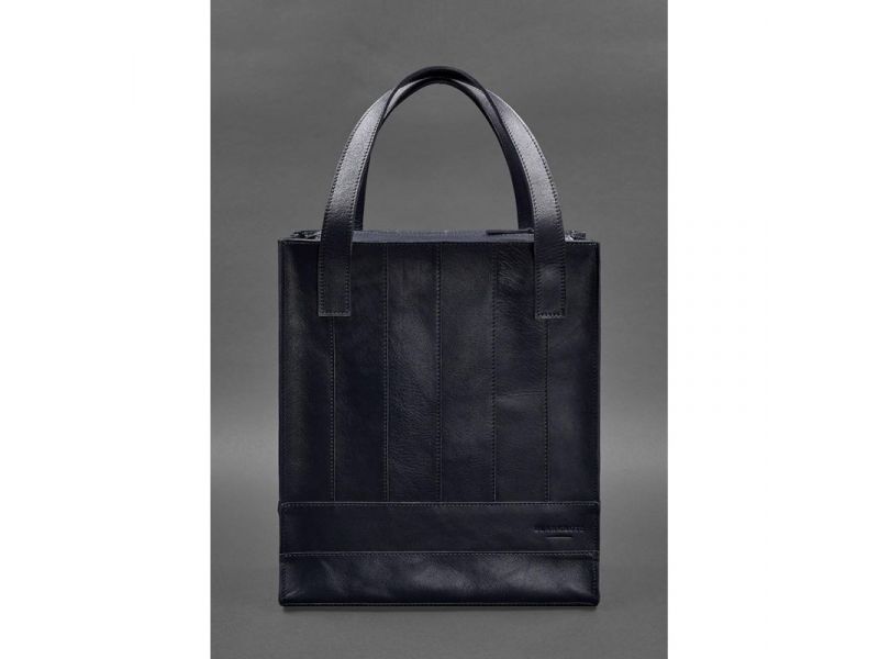 Кожаная женская сумка шоппер Бэтси темно-синий краст, фото 2