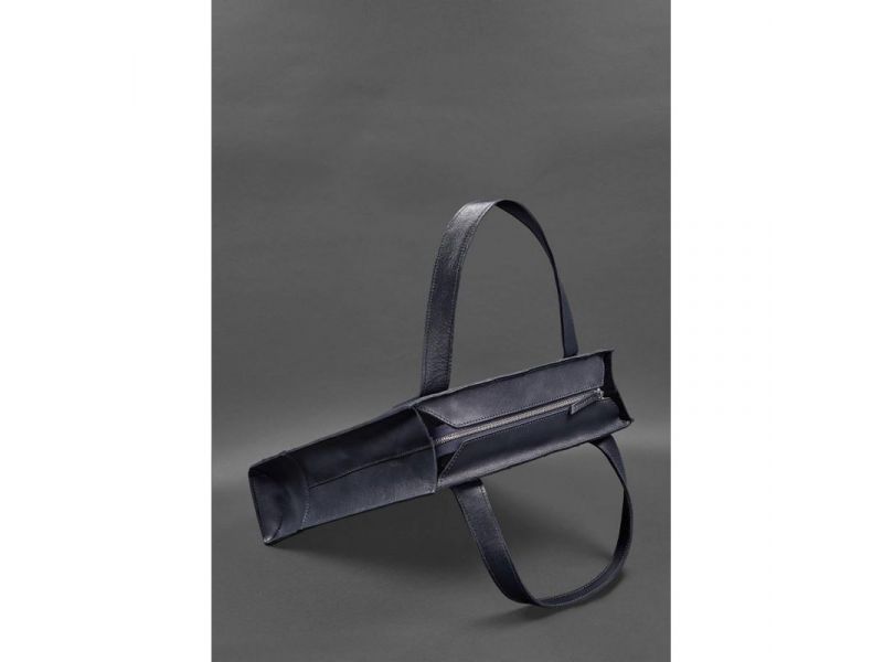 Кожаная женская сумка шоппер Бэтси темно-синий краст, фото 4