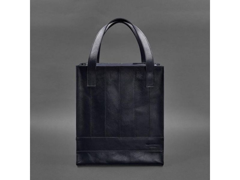 Кожаная женская сумка шоппер Бэтси темно-синий краст, фото 9