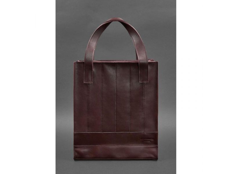 Кожаная женская сумка шоппер Бэтси бордовая краст, фото 1