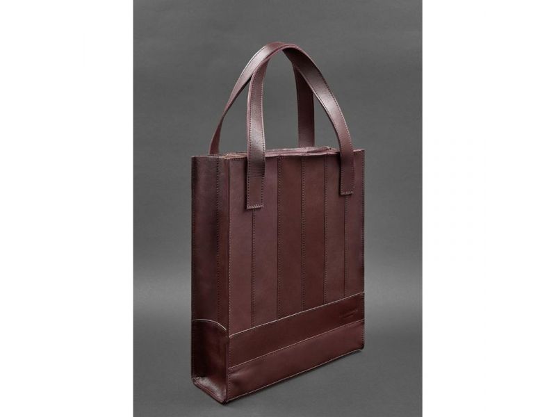 Кожаная женская сумка шоппер Бэтси бордовая краст, фото 2