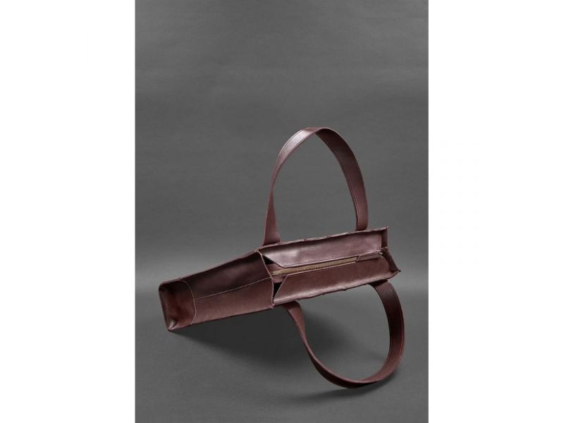 Кожаная женская сумка шоппер Бэтси бордовая краст, фото 3