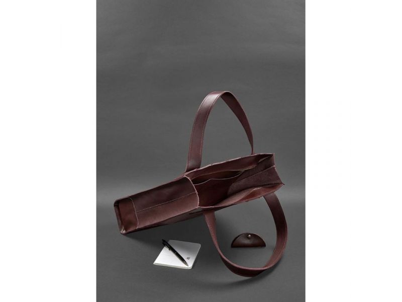 Кожаная женская сумка шоппер Бэтси бордовая краст, фото 4