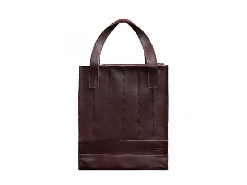 Кожаная женская сумка шоппер Бэтси бордовая краст, фото 6