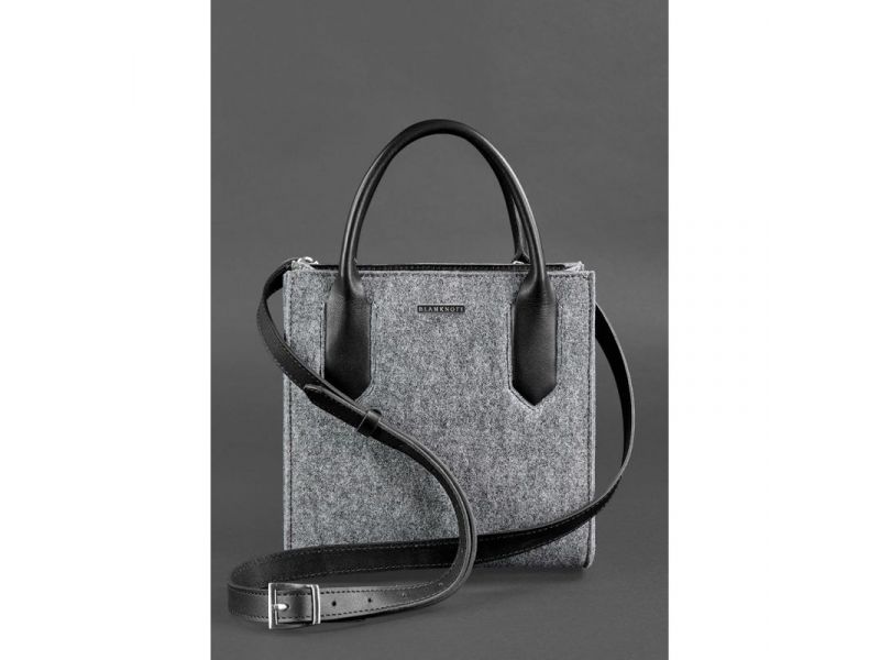 Фетровая женская сумка-кроссбоди Blackwood с кожаными черными вставками, фото 3