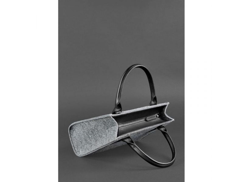 Фетровая женская сумка-кроссбоди Blackwood с кожаными черными вставками, фото 5