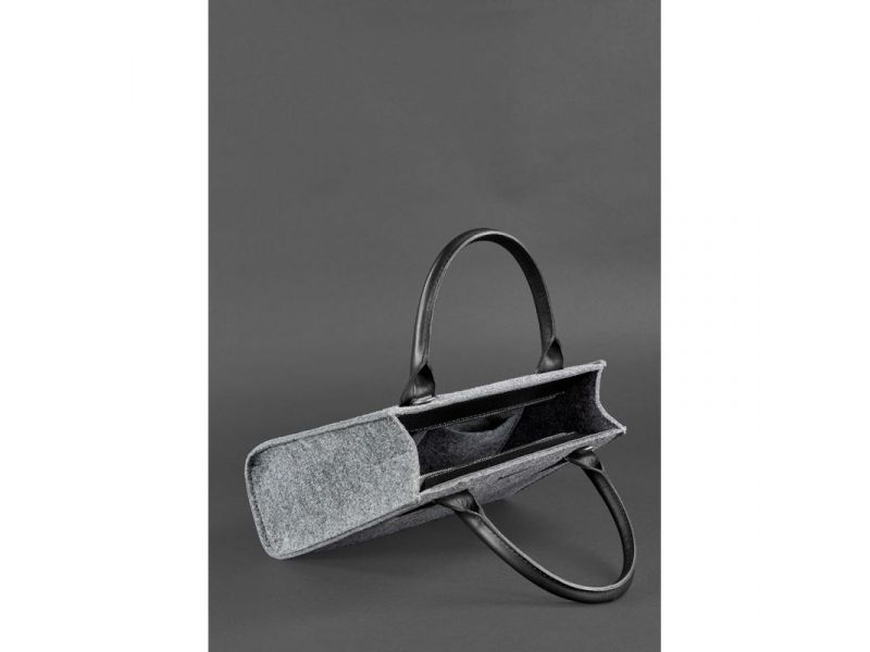 Фетровая женская сумка-кроссбоди Blackwood с кожаными черными вставками, фото 6