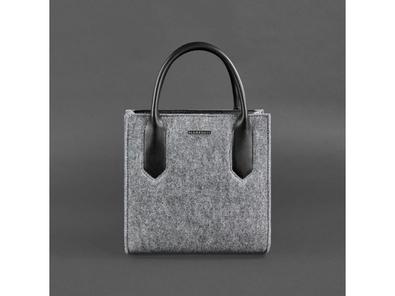 Фетровая женская сумка-кроссбоди Blackwood с кожаными черными вставками, фото 8