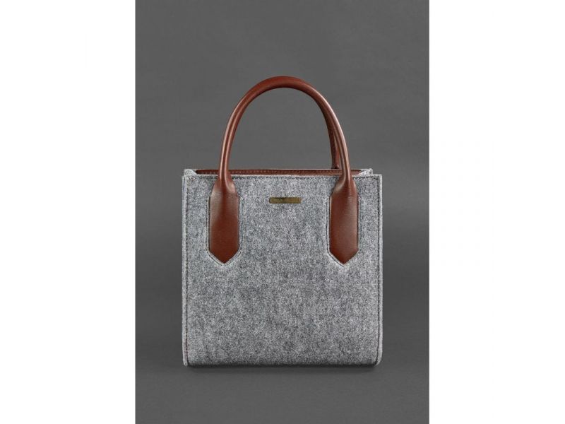 Фетровая женская сумка-кроссбоди Blackwood с кожаными коричневыми вставками, фото 1