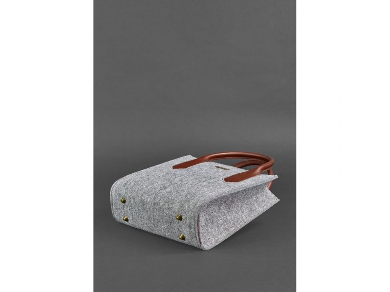 Фетровая женская сумка-кроссбоди Blackwood с кожаными коричневыми вставками, фото 4