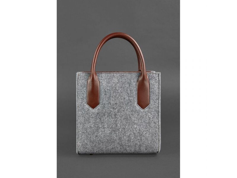 Фетровая женская сумка-кроссбоди Blackwood с кожаными коричневыми вставками, фото 6