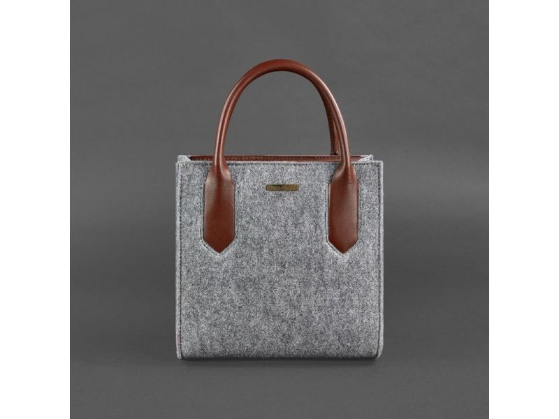 Фетровая женская сумка-кроссбоди Blackwood с кожаными коричневыми вставками, фото 7