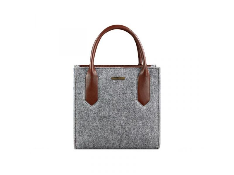 Фетровая женская сумка-кроссбоди Blackwood с кожаными коричневыми вставками, фото 8