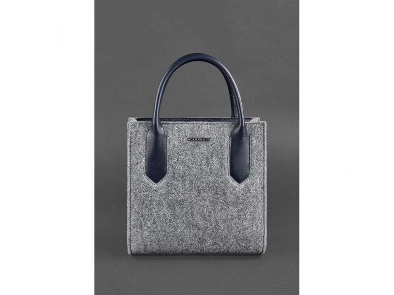 Фетровая женская сумка-кроссбоди Blackwood с кожаными синими вставками, фото 1