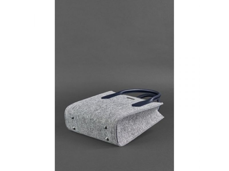 Фетровая женская сумка-кроссбоди Blackwood с кожаными синими вставками, фото 4