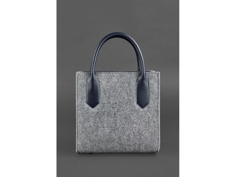 Фетровая женская сумка-кроссбоди Blackwood с кожаными синими вставками, фото 7