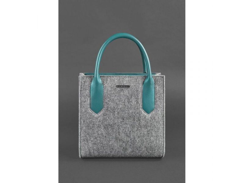 Фетровая женская сумка-кроссбоди Blackwood с кожаными бирюзовыми вставками, фото 1