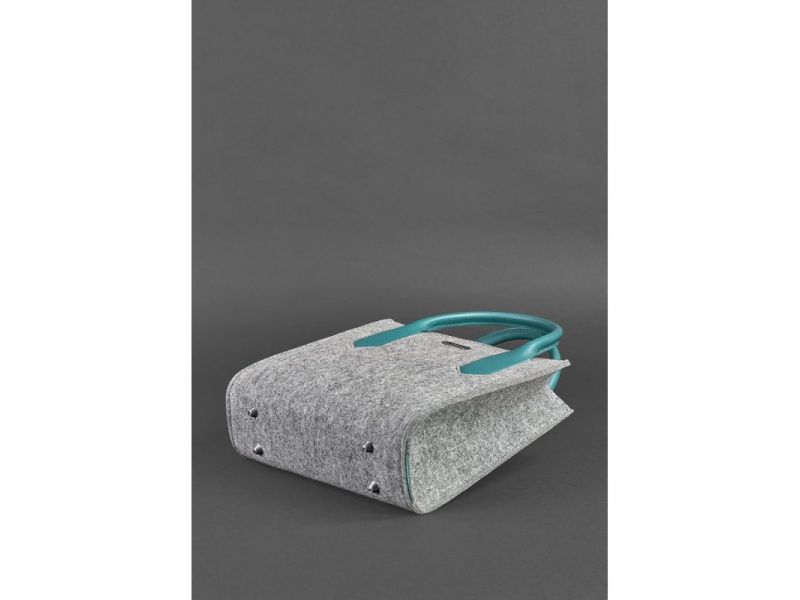 Фетровая женская сумка-кроссбоди Blackwood с кожаными бирюзовыми вставками, фото 4