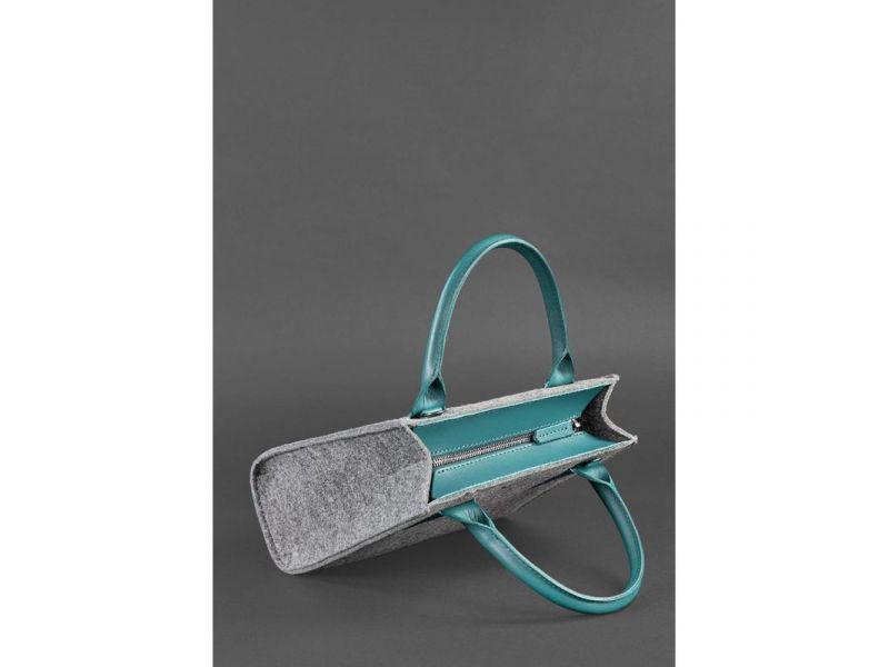 Фетровая женская сумка-кроссбоди Blackwood с кожаными бирюзовыми вставками, фото 5