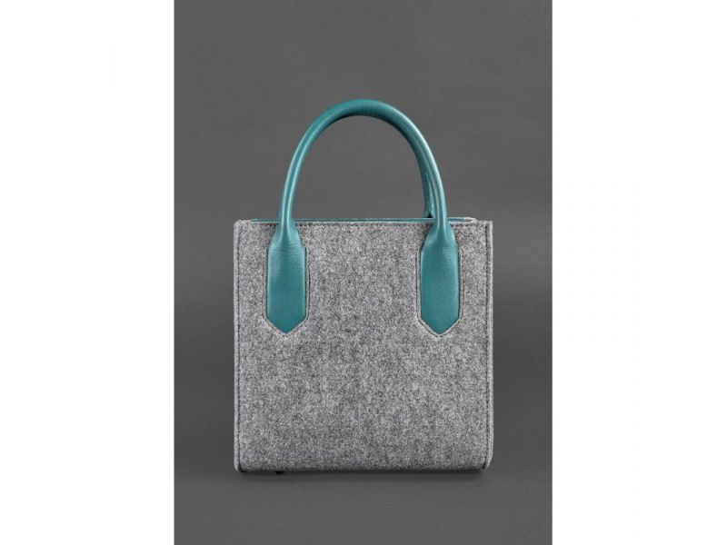 Фетровая женская сумка-кроссбоди Blackwood с кожаными бирюзовыми вставками, фото 7