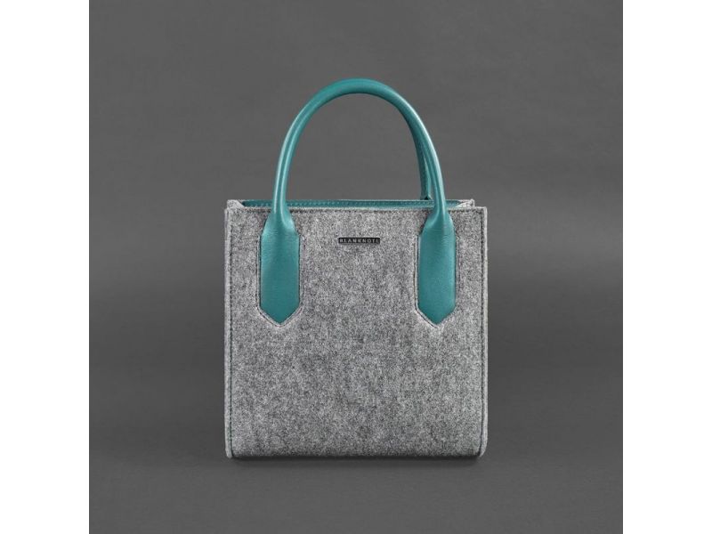 Фетровая женская сумка-кроссбоди Blackwood с кожаными бирюзовыми вставками, фото 8