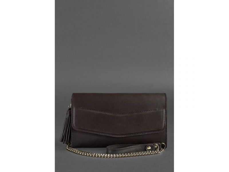 Женская кожаная сумка Элис темно-коричневая Краст, фото 2