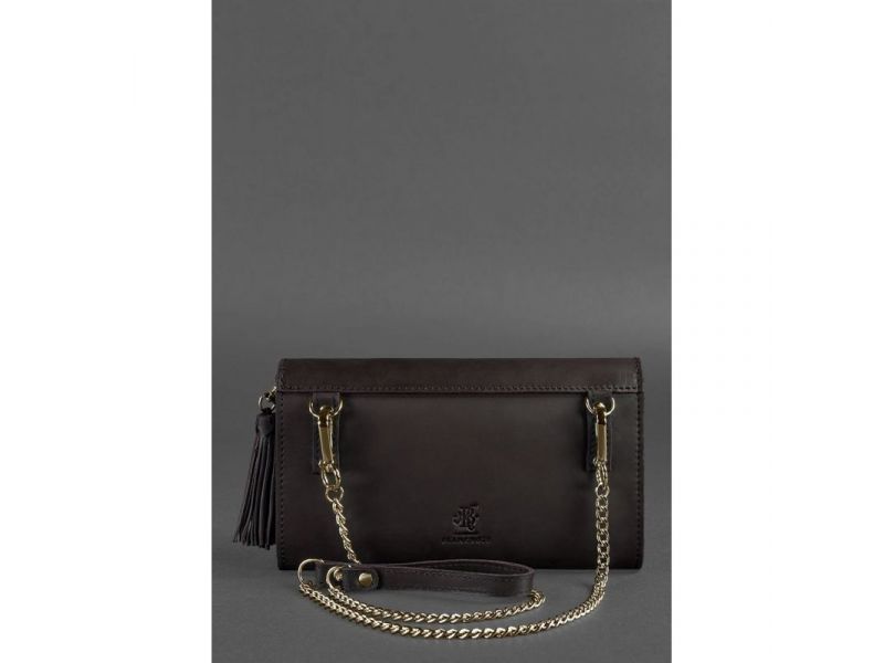 Женская кожаная сумка Элис темно-коричневая Краст, фото 3