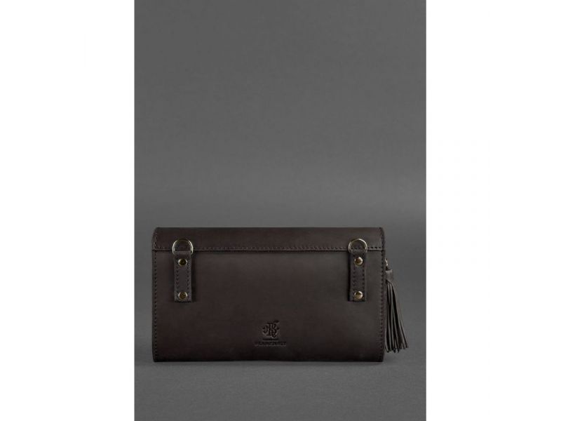 Женская кожаная сумка Элис темно-коричневая Краст, фото 5