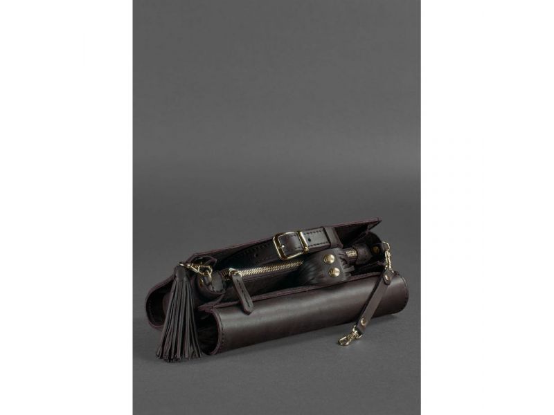 Женская кожаная сумка Элис темно-коричневая Краст, фото 6