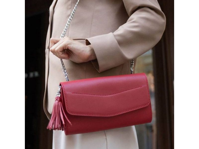 Женская кожаная сумка Элис красная Краст, фото 8