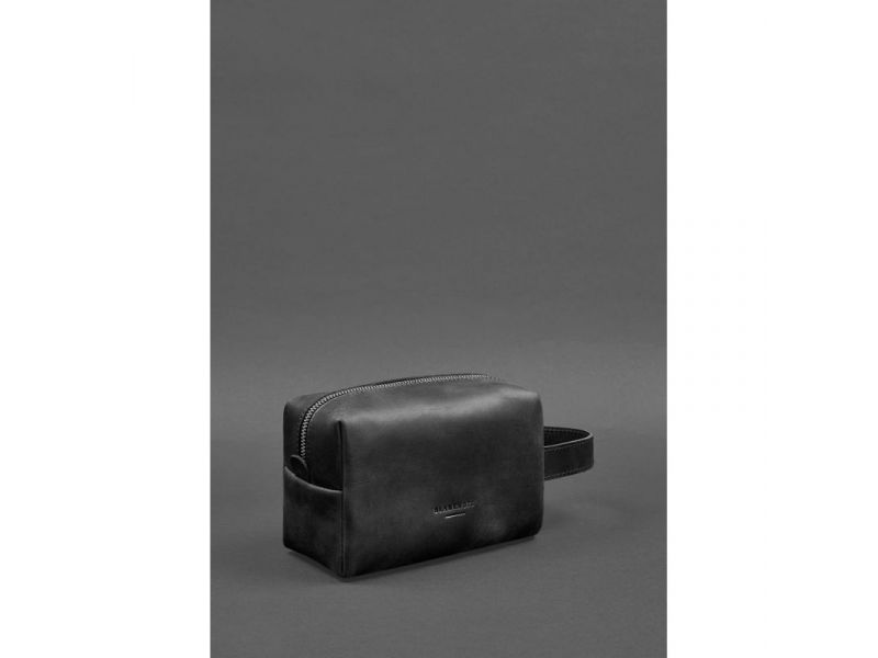 Кожаная косметичка-несессер 5.0 Черный Crazy Horse, фото 3