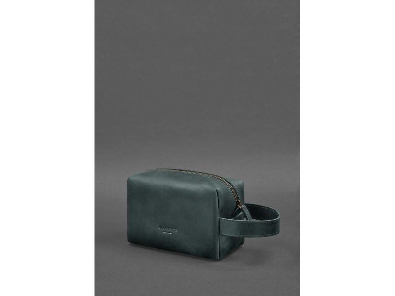 Кожаная косметичка-несессер 5.0 Зеленый Crazy Horse, фото 2