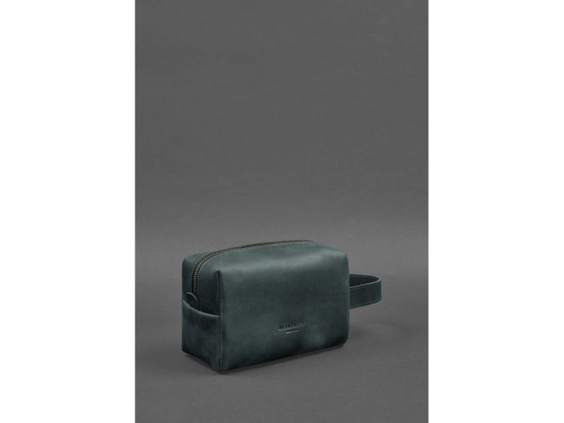 Кожаная косметичка-несессер 5.0 Зеленый Crazy Horse, фото 3