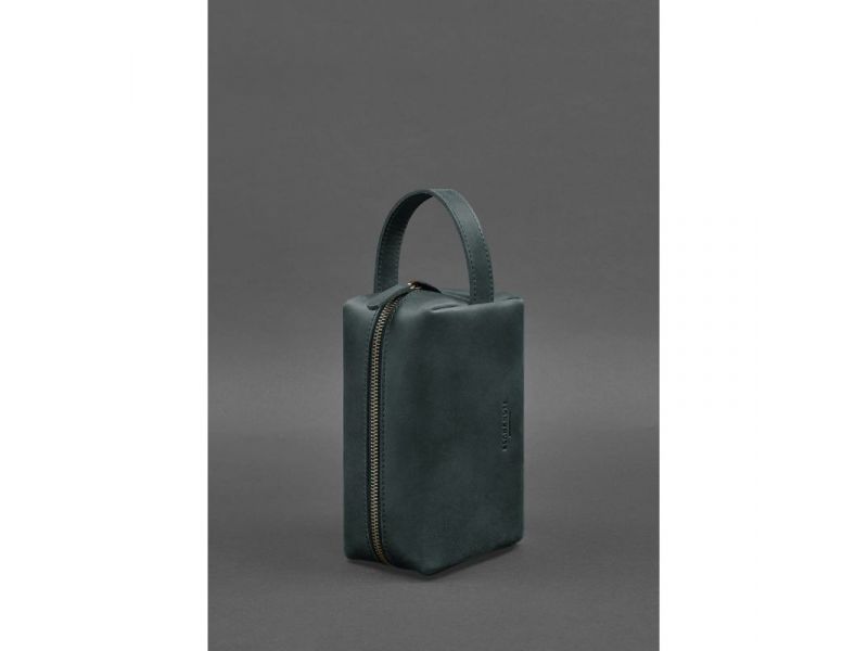 Кожаная косметичка-несессер 5.0 Зеленый Crazy Horse, фото 4