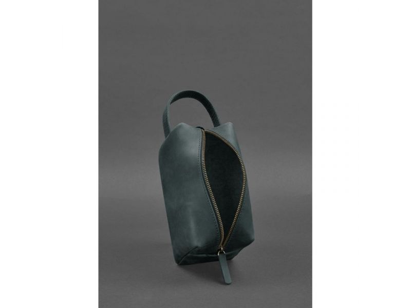 Кожаная косметичка-несессер 5.0 Зеленый Crazy Horse, фото 5